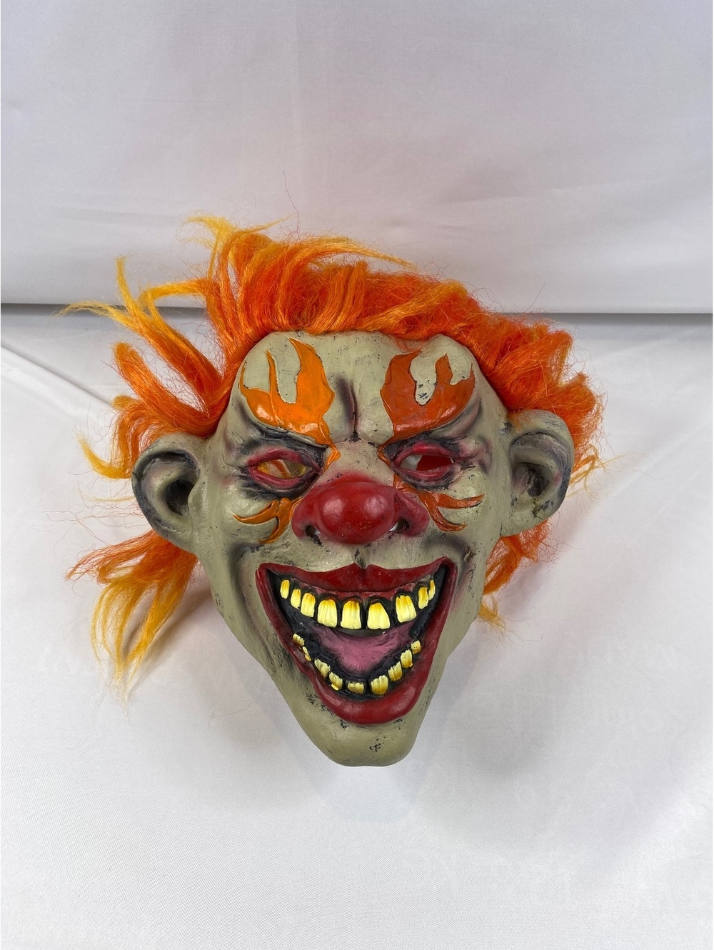 Creepy Clown Halloween Mask Orange Hair Latex Mask